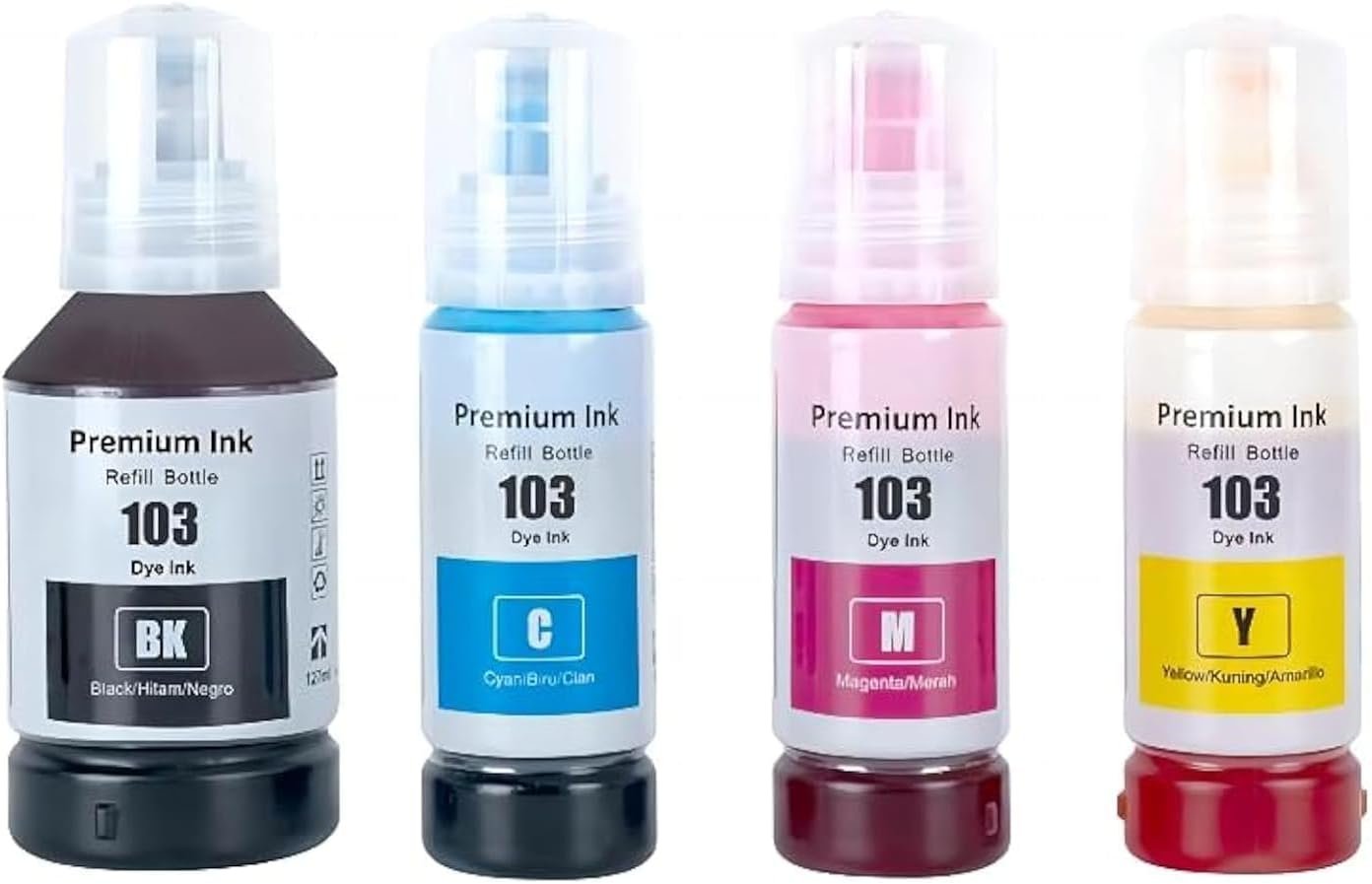 103 Ink Bottle for Epson 103 for Epson EcoTank L1110?/L1210/L1250/L3100/L3101/L3110/L3111/L3150/L3151?/L3156/L3160/L3210/L3211/L3250/L3251/L3256/L3260/L3266/L3550(5 Pack) 